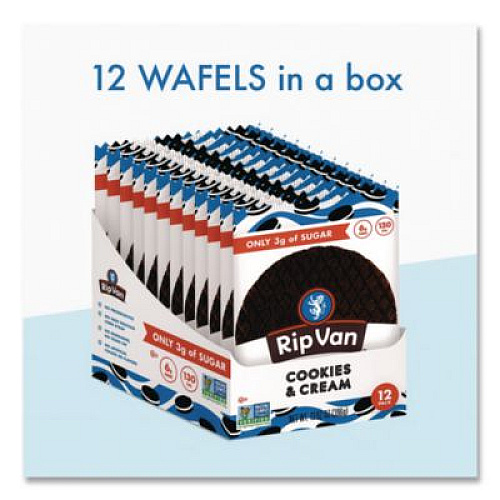 Rip Van Wafels - Single Serve, Cookies and Cream, 1.16 oz Pack, 12/Box (00388)