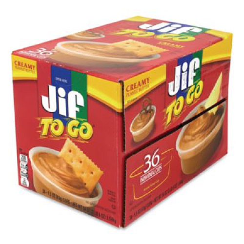 Jif To Go Spreads, Creamy Peanut Butter, 1.5 oz Cup, 36 Cups/Carton (22000535)