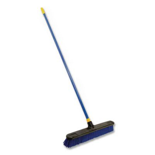 Quickie Bulldozer Rough Surface Pushbroom, 24 x 60, PET/Powder Coated Steel Handle, Blue/Black (599)