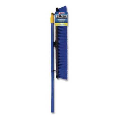 Quickie Bulldozer Rough Surface Pushbroom, 24 x 60, PET/Powder Coated Steel Handle, Blue/Black (599)