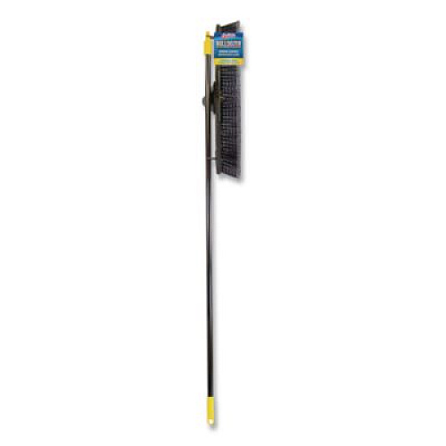 Quickie Bulldozer Smooth Surface Pushbroom with Scraper Block, 24 x 60, Powder Coated Handle, Tampico Bristles, Black/Yellow (633)
