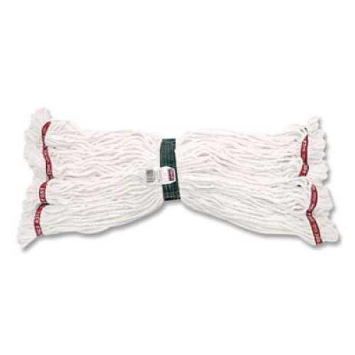 Rubbermaid Commercial Super Stitch Cotton Looped End Wet Mop Head, 20 oz Capacity, Medium, White, 1" White Headband (11206WH00)