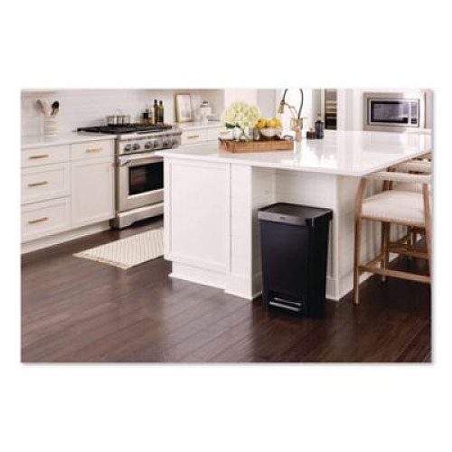 Rubbermaid Commercial Premier Series III Step-On Waste Container, 12.4 gal, Plastic, Black/Stainless Steel (2120983)