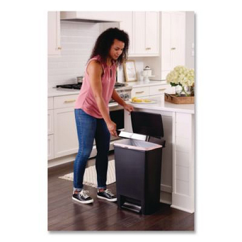 Rubbermaid Commercial Premier Series III Step-On Waste Container, 12.4 gal, Plastic, Black/Stainless Steel (2120983)