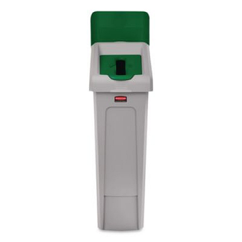 Rubbermaid Commercial Slim Jim Recycling Station Kit, 1-Stream Paper, 23 gal, Plastic, Green/Gray (2185054)