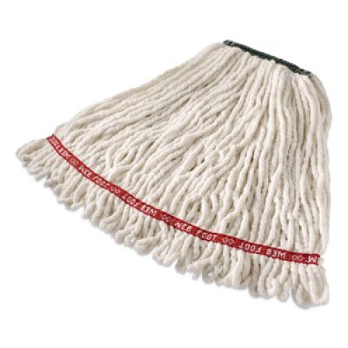 Rubbermaid Commercial Web Foot Shrinkless Wet Mop Head, 20 oz, 5" Headband, White (A25206WHI)