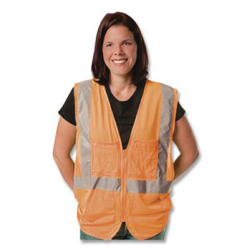 PIP Zipper Safety Vest, Large, Hi-Viz Orange (302MVGZORL)