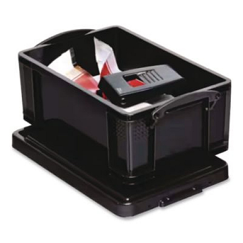 Really Useful Box 9.51 Qt. Latch Lid Storage Tote, 15.55" x 10.04" x 6.1", Solid Black (9BKPK4)
