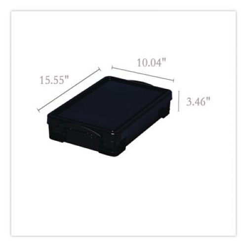 Really Useful Box 4.23 Qt. Latch Lid Storage Tote, 15.55" x 10.04" x 3.46", Solid Black (4BKPK4)