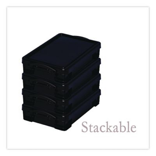 Really Useful Box 4.23 Qt. Latch Lid Storage Tote, 15.55" x 10.04" x 3.46", Solid Black (4BKPK4)