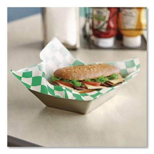 Bagcraft Grease-Resistant Paper Wraps and Liners, 12 x 12, Green Check, 1,000/Box, 5 Boxes/Carton (057950)