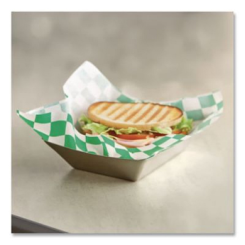 Bagcraft Grease-Resistant Paper Wraps and Liners, 12 x 12, Green Check, 1,000/Box, 5 Boxes/Carton (057950)