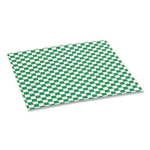 Bagcraft Grease-Resistant Paper Wraps and Liners, 12 x 12, Green Check, 1,000/Box, 5 Boxes/Carton (057950)