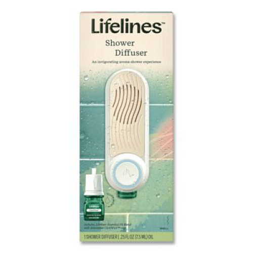Lifelines Evaporative Aromatherapy Essential Oil Shower Diffuser/Crisp Mountain Air-Mint and Eucalyptus Oil,4.7 x 4.7 x 7.2,White/Ivory (111501)