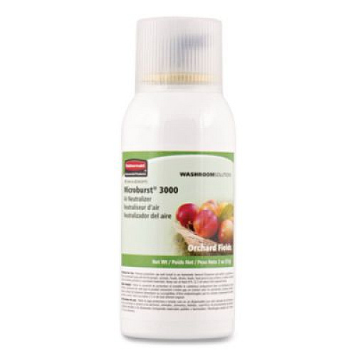 Rubbermaid Commercial Microburst 3000 Refill, Orchard Fields, 2 oz Aerosol Spray, 12/Carton (4012561)