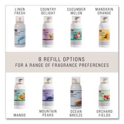 Rubbermaid Commercial Microburst 3000 Refill, Orchard Fields, 2 oz Aerosol Spray, 12/Carton (4012561)