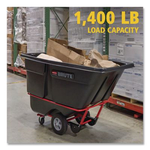 Rubbermaid Commercial 1 cu yd BRUTE Rotomolded Tilt Truck, 2,100 lb Capacity, Black (1316BLA)