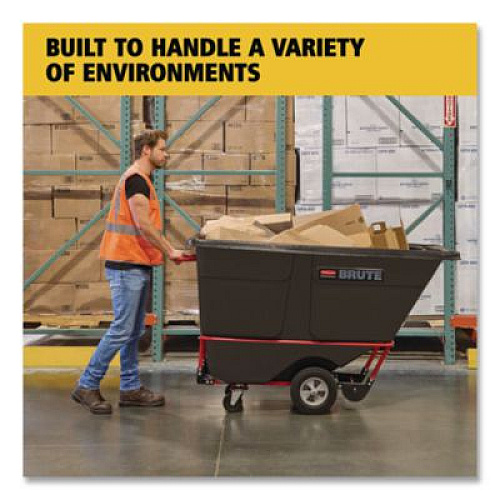 Rubbermaid Commercial 1 cu yd BRUTE Rotomolded Tilt Truck, 2,100 lb Capacity, Black (1316BLA)