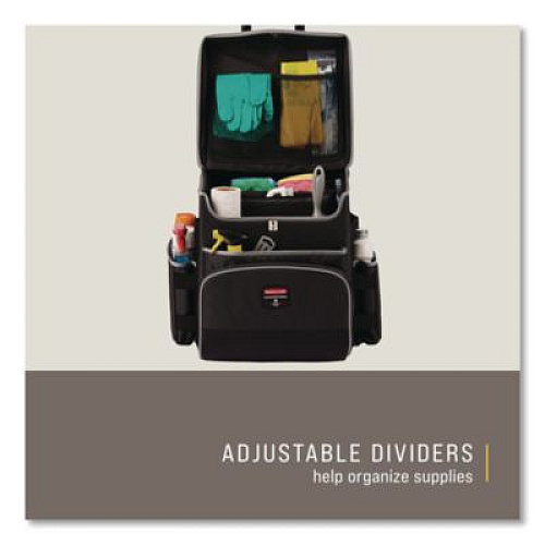Rubbermaid Commercial Executive Quick Clean Janitorial Cart, Synthetic Fabric, 16 Compartments, 14.25" x 16.5" x 25", Dark Gray (1902465)