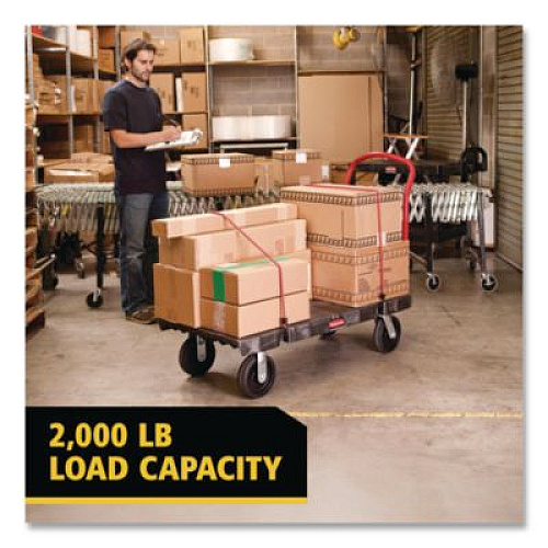 Rubbermaid Commercial Heavy-Duty Platform Truck Cart, 2,000 lb Capacity, 24 x 48 Platform, Black (443600BK)