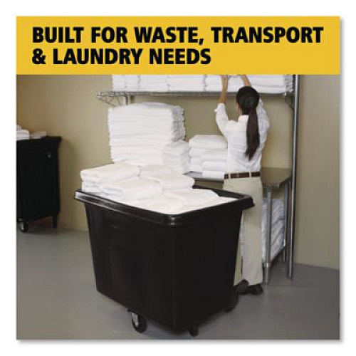 Rubbermaid Commercial Cube Truck, 119.7 gal, 500 lb Capacity, Plastic/Metal, Black (FG461600BLA)