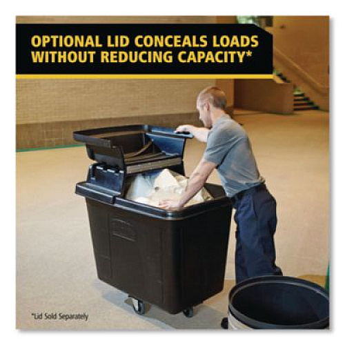 Rubbermaid Commercial Cube Truck, 119.7 gal, 500 lb Capacity, Plastic/Metal, Black (FG461600BLA)