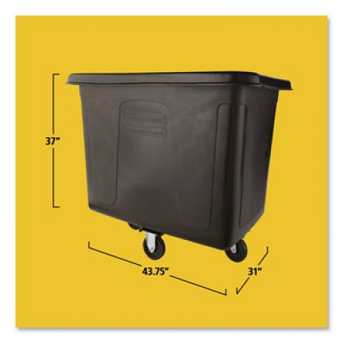 Rubbermaid Commercial Cube Truck, 119.7 gal, 500 lb Capacity, Plastic/Metal, Black (FG461600BLA)