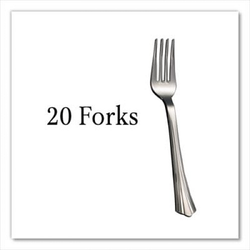 Tablemate Sterling Assorted Plastic Cutlery, Mediumweight, (20) Forks/(15) Knives/(15) Spoons, Plastic, Silver, 50/Pack (8305ASV)