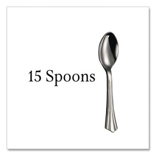 Tablemate Sterling Assorted Plastic Cutlery, Mediumweight, (20) Forks/(15) Knives/(15) Spoons, Plastic, Silver, 50/Pack (8305ASV)