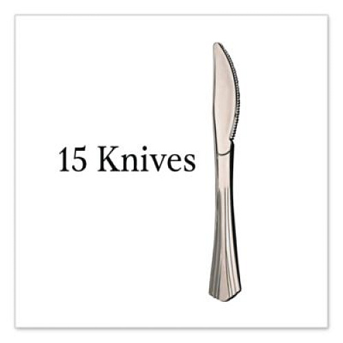 Tablemate Sterling Heavy-Duty Plastic Cutlery, Heavyweight Knife, Silver, 50/Pack (8305KSV)