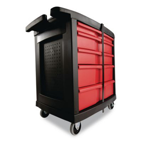 Rubbermaid Commercial Five-Drawer Mobile Workcenter, 32.63w x 19.9d x 33.5h, Black Plastic Top (773488)
