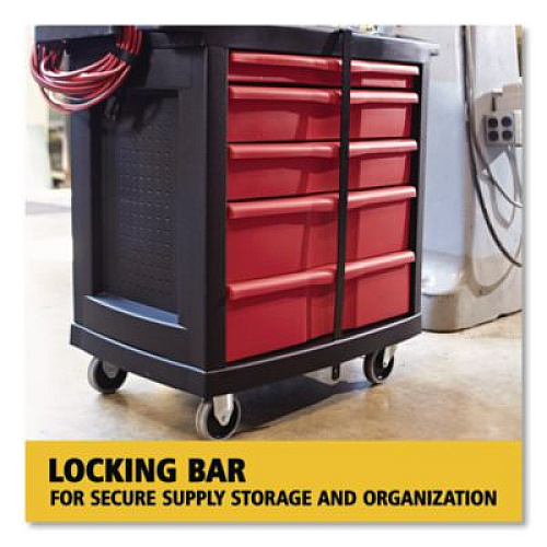 Rubbermaid Commercial Five-Drawer Mobile Workcenter, 32.63w x 19.9d x 33.5h, Black Plastic Top (773488)