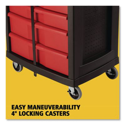 Rubbermaid Commercial Five-Drawer Mobile Workcenter, 32.63w x 19.9d x 33.5h, Black Plastic Top (773488)