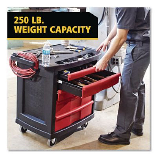 Rubbermaid Commercial Five-Drawer Mobile Workcenter, 32.63w x 19.9d x 33.5h, Black Plastic Top (773488)