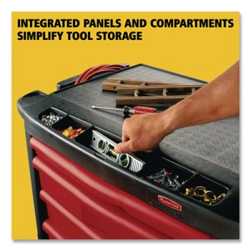 Rubbermaid Commercial Five-Drawer Mobile Workcenter, 32.63w x 19.9d x 33.5h, Black Plastic Top (773488)