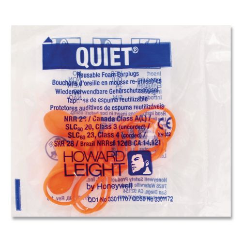 Quiet Multiple-Use Earplugs, Corded, 26NRR, Orange/Blue, 100 Pairs