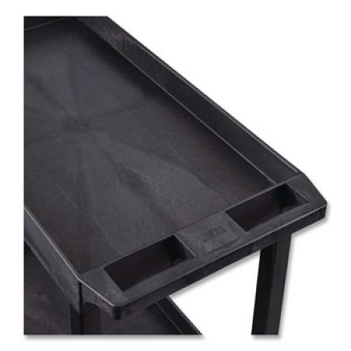 Luxor TUFFY XL Three-Shelf Heavy-Duty Multipurpose Utility Cart, Plastic, 375 lb Capacity, 35.25" x 18" x 37.25", Black (EC111HDB)