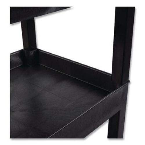 Luxor TUFFY XL Three-Shelf Heavy-Duty Multipurpose Utility Cart, Plastic, 375 lb Capacity, 35.25" x 18" x 37.25", Black (EC111HDB)