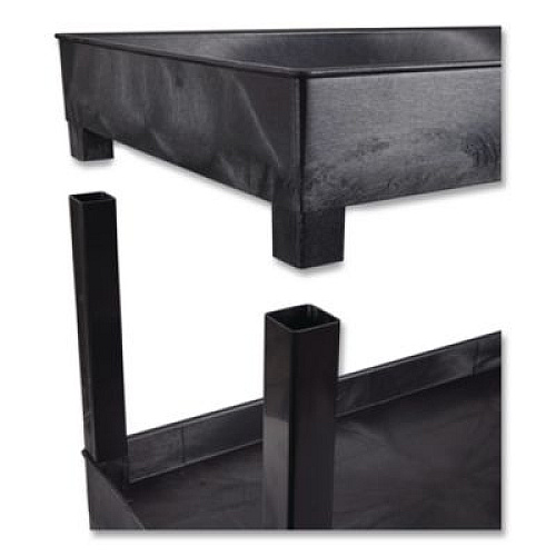 Luxor TUFFY XL Three-Shelf Heavy-Duty Multipurpose Utility Cart, Plastic, 375 lb Capacity, 35.25" x 18" x 37.25", Black (EC111HDB)