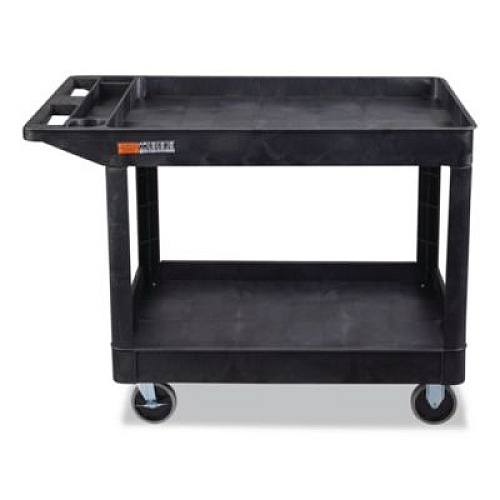 Luxor WORKLOAD Two-Shelf Heavy-Duty Industrial Utility Cart, Plastic, 500 lb Capacity, 45.5" x 25.5" x 33", Black (XLC11B)