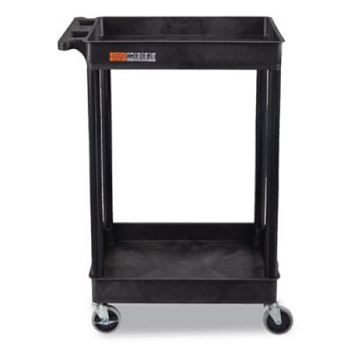 Luxor ENDURA Two-Shelf Utility Cart, Plastic, 300 lb Capacity, 26.5" x 18.5" x 37.5", Black (STC11B)
