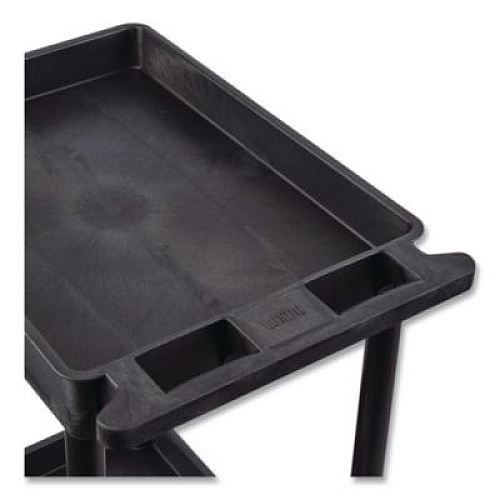 Luxor ENDURA Two-Shelf Utility Cart, Plastic, 300 lb Capacity, 26.5" x 18.5" x 37.5", Black (STC11B)