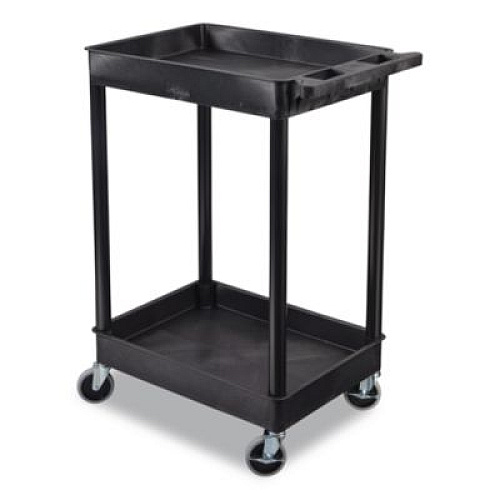 Luxor ENDURA Two-Shelf Utility Cart, Plastic, 300 lb Capacity, 26.5" x 18.5" x 37.5", Black (STC11B)