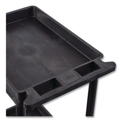 Luxor ENDURA Three-Shelf Utility Cart, Plastic, 300 lb Capacity, 26.5" x 18.5" x 39.25", Black (STC111B)