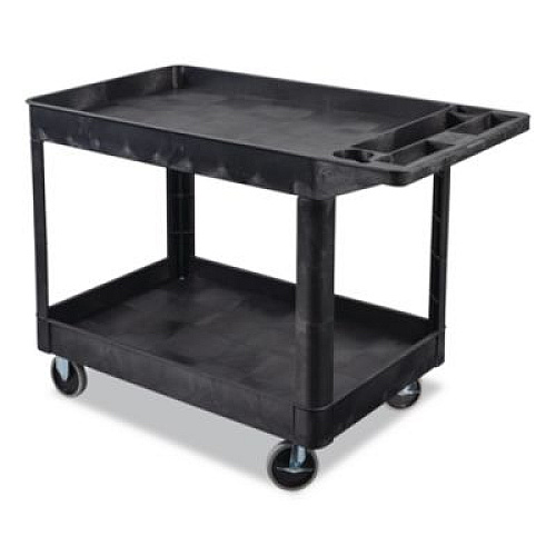 Luxor WORKLOAD Two-Shelf Heavy-Duty Industrial Utility Cart, Plastic, 500 lb Capacity, 45.5" x 25.5" x 33", Black (XLC11B)