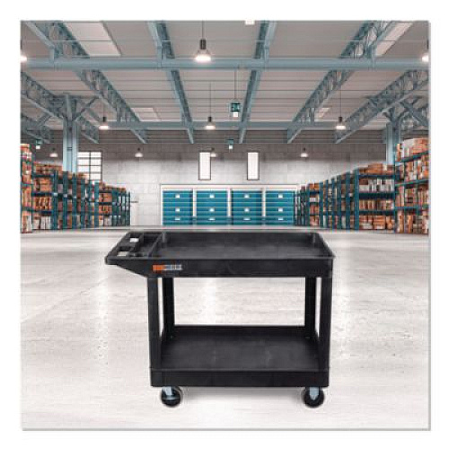 Luxor WORKLOAD Two-Shelf Heavy-Duty Industrial Utility Cart, Plastic, 500 lb Capacity, 45.5" x 25.5" x 33", Black (XLC11B)