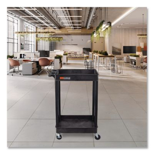 Luxor ENDURA Two-Shelf Utility Cart, Plastic, 300 lb Capacity, 26.5" x 18.5" x 37.5", Black (STC11B)