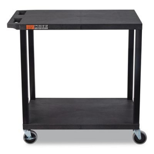 Luxor TUFFY XL Two-Shelf Multipurpose Utility Cart, Plastic, 400 lb Capacity, 35.25" x 18" x 33, Black (EC22B)