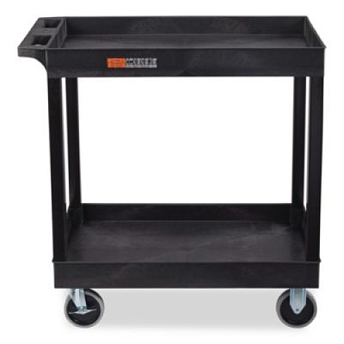 Luxor TUFFY XL Two-Shelf Heavy-Duty Multipurpose Utility Cart, Plastic, 500 lb Capacity, 35.25" x 18" x 35.5", Black (EC11HDB)