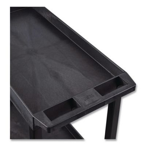 Luxor TUFFY XL Two-Shelf Heavy-Duty Multipurpose Utility Cart, Plastic, 500 lb Capacity, 35.25" x 18" x 35.5", Black (EC11HDB)